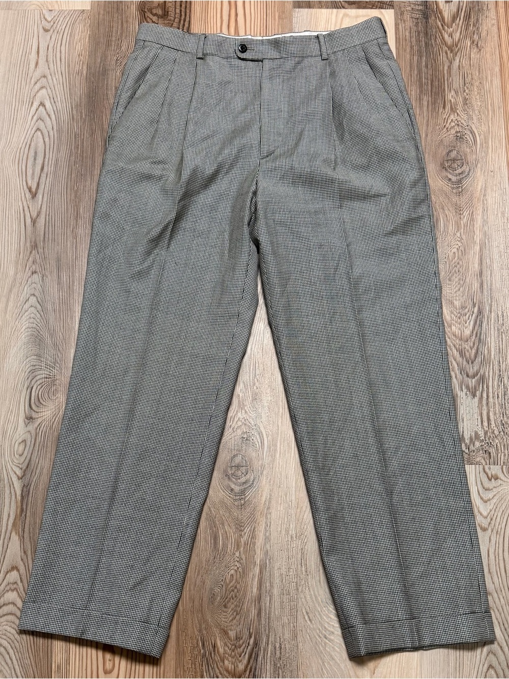 Zanella for Nordstrom Bennett Trousers Mens 32 Wool Cashmere Houndstooth Pleated
